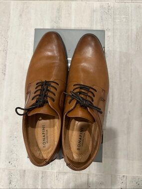 Bonafini Men's Tan Leather Oxford Dress Shoes